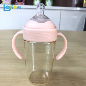 الوليد BPA الحرة PPSU رضاعة 240ML زجاجة الطفل مخصص شعار حليب الأطفال زجاجة مع مقبض
